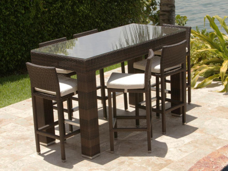 Source Outdoor Wicker Furniture, Outdoor Wicker Bar Height Table And Chairs