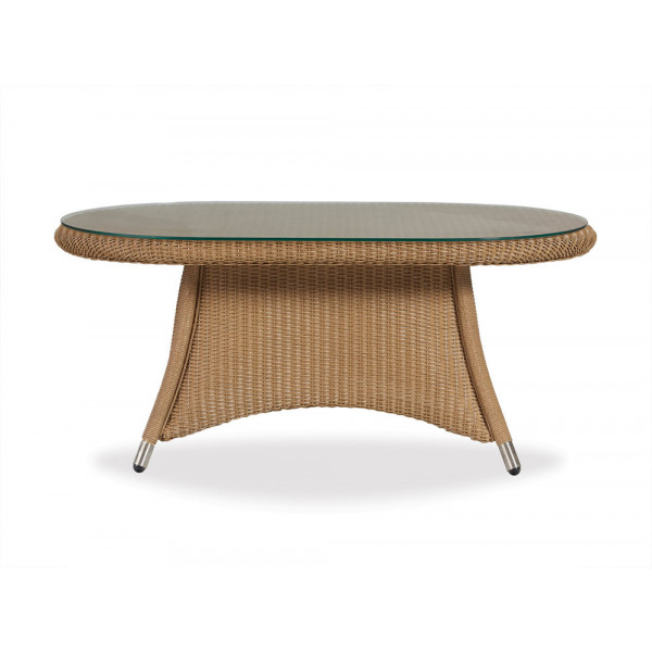 Lloyd Flanders Generations Oval Wicker Cocktail Table with Glass Top