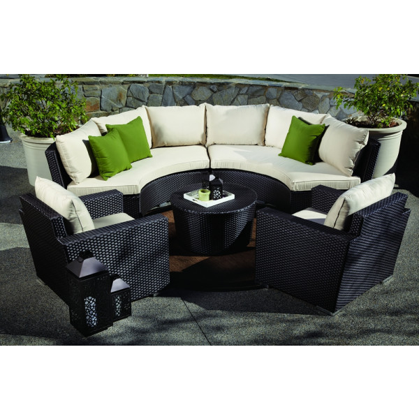 Sunset West Solana 5 Piece Curved Wicker Sectional Set