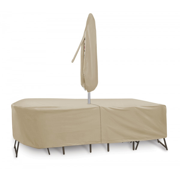 PCI Rectangular Dining Set Outdoor Furniture Cover with Umbrella Hole - Tan