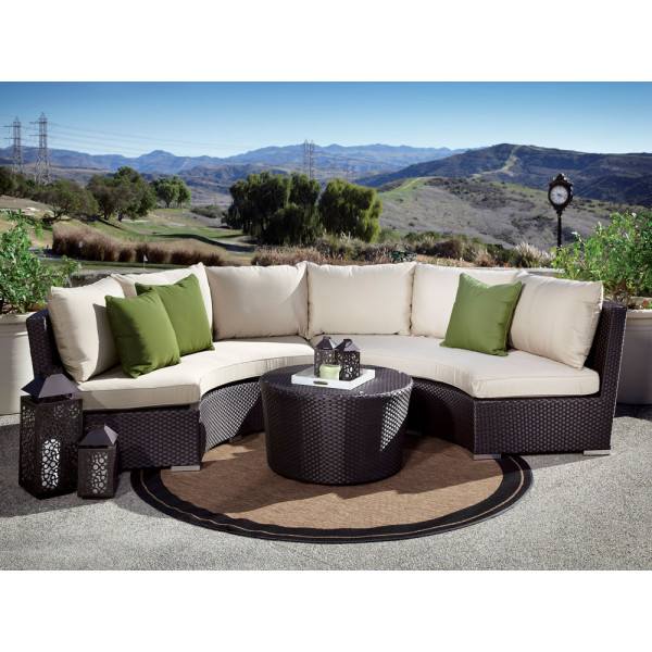 Sunset West Solana 3 Piece Curved Wicker Sectional Set