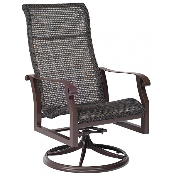 WhiteCraft by Woodard Cortland Woven Highback Swivel Dining Chair