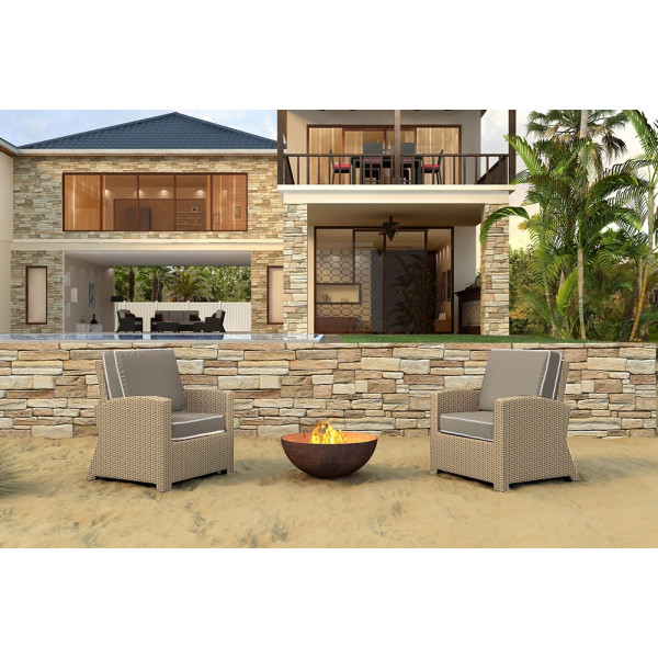 Forever Patio Barbados 2 Piece Wicker Chat Set - Biscuit Wicker