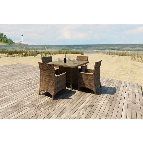 Forever Patio Cypress 5 Piece Square Wicker Dining Set