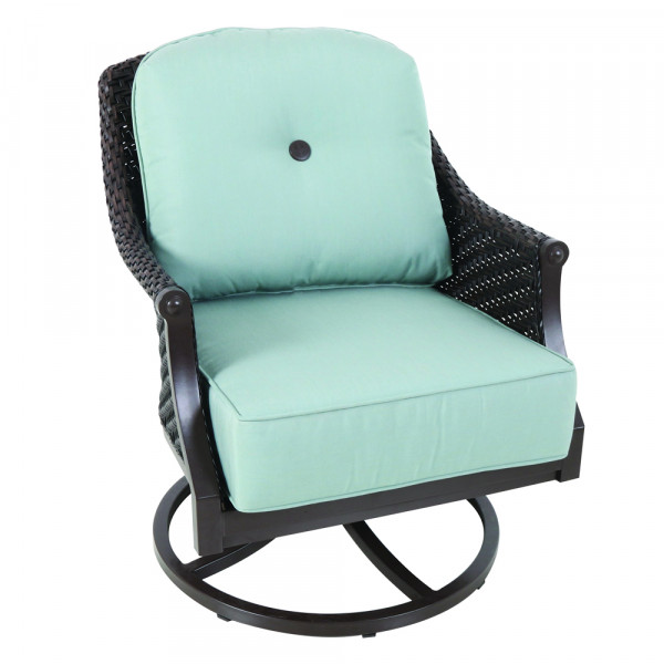 Sunvilla Veneto Wicker Swivel Lounge Chair - Sunbrella Canvas Spa