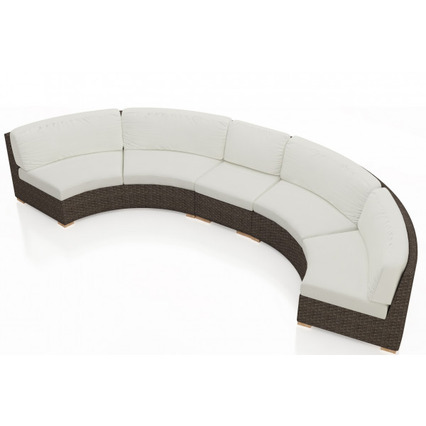 Harmonia Living Arden 3 Piece Wicker Curved Sectional Set - Custom Cushion Fabric