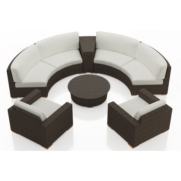 Harmonia Living Arden 6 Piece Wicker Curved Sectional Set - Custom Cushion Fabric