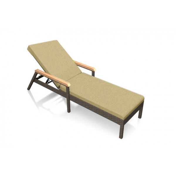 Harmonia Living Arden Adjustable Wicker Chaise Lounge - Sunbrella Heather Beige