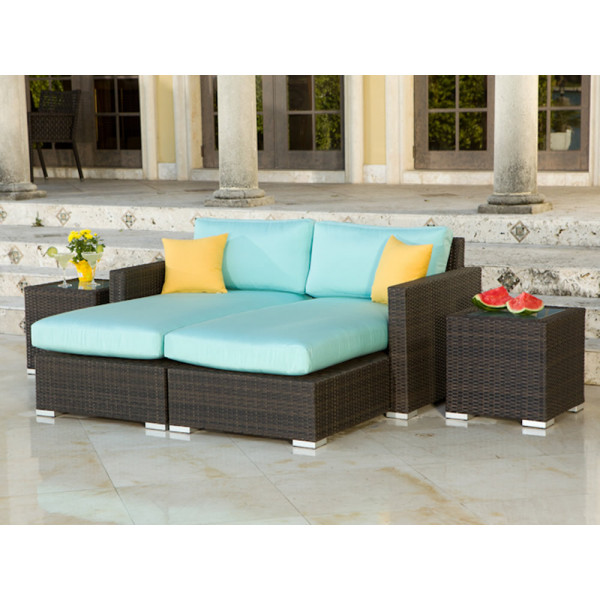 Source Outdoor Lucaya 4 Piece Wicker Chaise Lounge Set