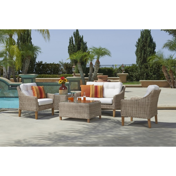 Forever Patio Carlisle 4 Piece Wicker Conversation Set with Wicker Tables