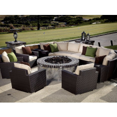 Sunset West Solana 10 Piece Curved Wicker Sectional Set