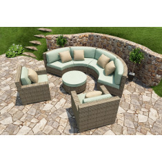 Forever Patio Hampton 5 Piece Wicker Curved Sectional Set