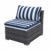Thy - HOM Jicaro 5 Piece Wicker Sectional Set - Grey Wicker with Blue Stripe Cushions