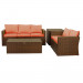 Thy - HOM Rio 4 Piece Wicker Conversation Set - Dark Brown with Orange Cushions