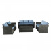 Thy - HOM Rio 5 Piece Wicker Conversation Set - Grey with Blue Cushions