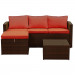 Thy - HOM Rio 3 Piece Wicker Sectional Set - Dark Brown with Orange Cushions