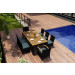 Harmonia Living Arbor 7 Piece Wicker Bench Dining Set - Sunbrella Cast Lagoon