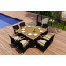 Harmonia Living Arbor 9 Piece Wicker Dining Set - Sunbrella Canvas Flax