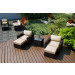 Harmonia Living Arden 5 Piece Wicker Lounge Set - Sunbrella Canvas Flax