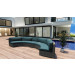 Harmonia Living District 3 Piece Wicker Curved Sectional Set - Sunbrella Cast Lagoon