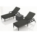 Harmonia Living District 3 Piece Wicker Reclining Chaise Lounge Chat Set- Sunbrella Canvas Charcoal
