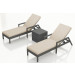 Harmonia Living District 3 Piece Wicker Reclining Chaise Lounge Chat Set- Sunbrella Canvas Flax