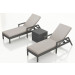 Harmonia Living District 3 Piece Wicker Reclining Chaise Lounge Chat Set- Sunbrella Cast Silver