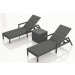 Harmonia Living District 3 Piece Wicker Reclining Chaise Lounge Chat Set- No Cushions