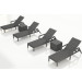 Harmonia Living District 6 Piece Wicker Reclining Chaise Lounge Chat Set- No Cushions