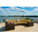 Vida Outdoor Pacific 5 Piece Curved Wicker Sectional Set - Palm