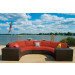 Vida Outdoor Pacific 5 Piece Curved Wicker Sectional Set - Terracotta