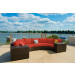 Vida Outdoor Pacific 5 Piece Curved Wicker Sectional Set - Terracotta