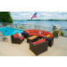 Vida Outdoor Pacific 8 Piece Curved Wicker Sectional Set - Terracotta