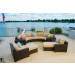 Vida Outdoor Pacific 9 Piece Curved Wicker Sectional Set - Wheat