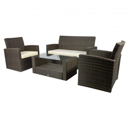4PC Outdoor Espresso Wicker Patio Furniture Set